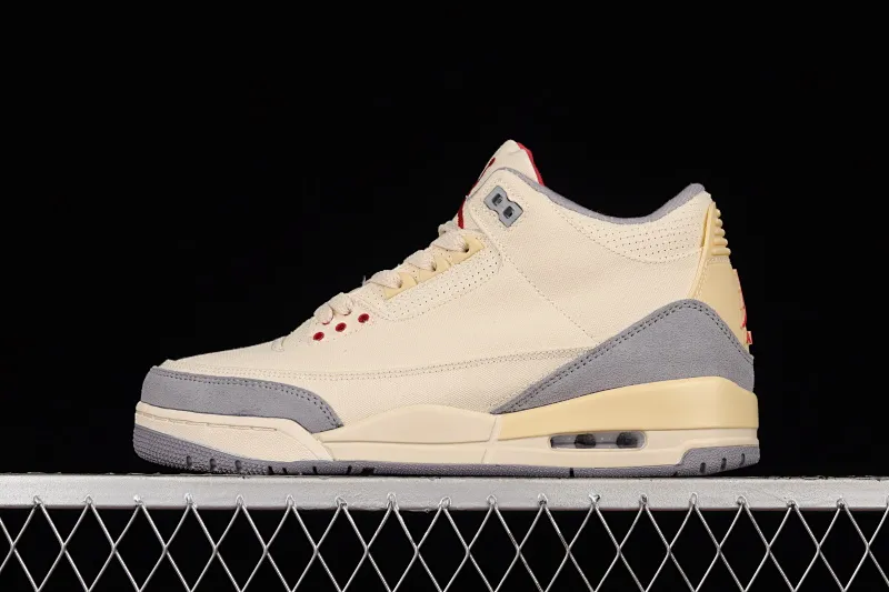 All categories Air Jordan Jordan series basketball shoes Air Jordan 3 cost-effective version Air Jordan 3 "Muslin" AJ3 Joe 3 cement gray canvas basketball shoes DH7139-100